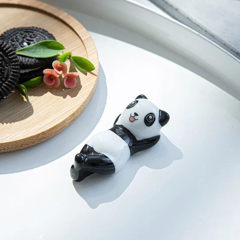 8 PCS Ceramic Chopsticks Stand Holder Panda Cute Lying Sitting Smiling Face