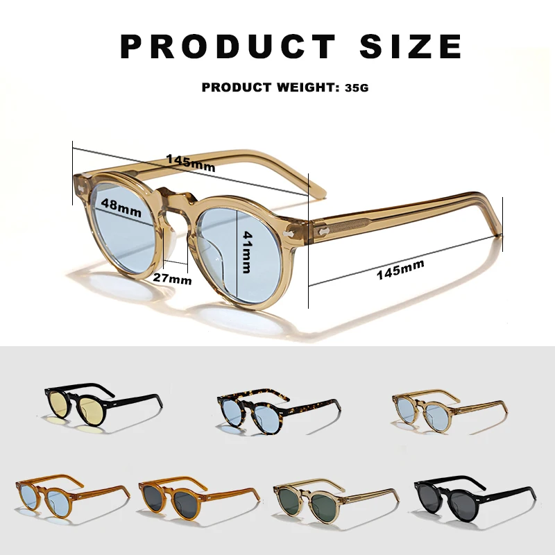 SUNTBD Japanese round frame retro sunglasses Men aviator sunglasses Women beach UV protection sunglasses can be carved LOGO