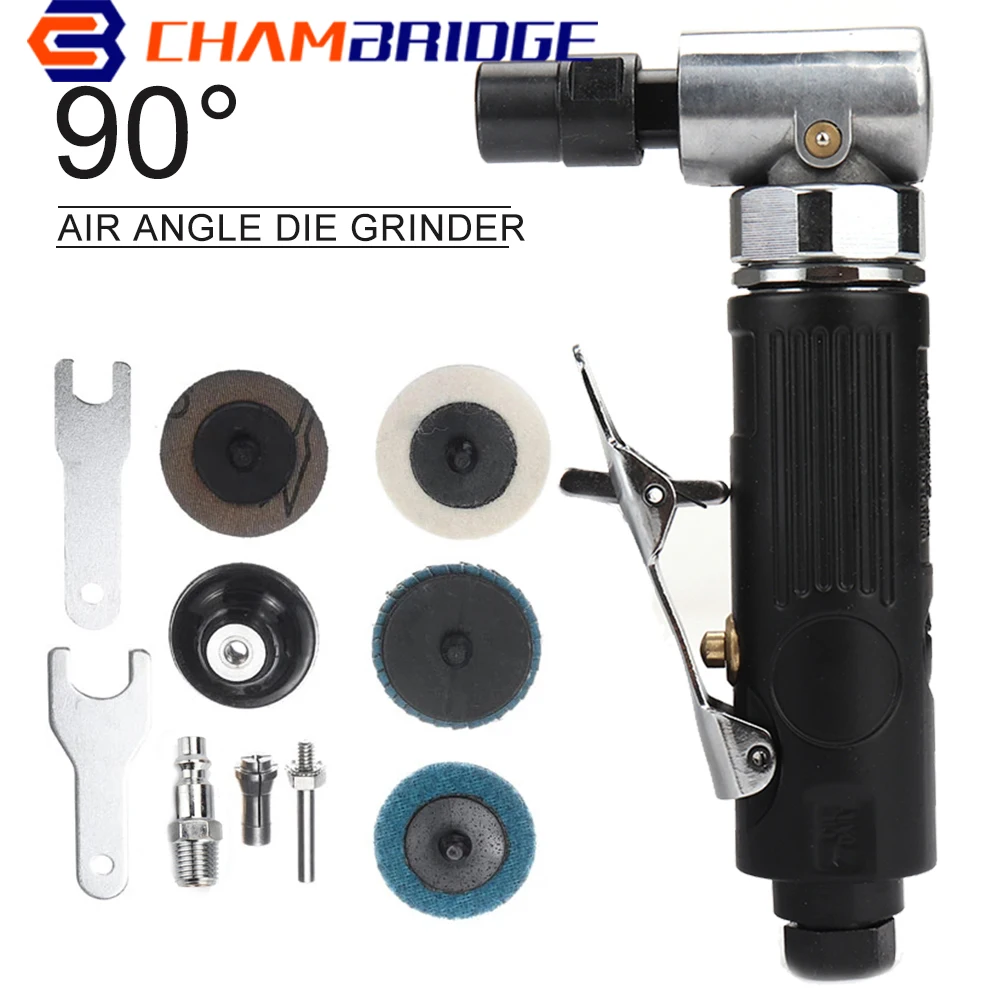 1/4 inch Air Angle Die Grinder 90 Degree Pneumatic Grinding Polisher With 2inch Sanding Discs Set Rotation Tool Accessories