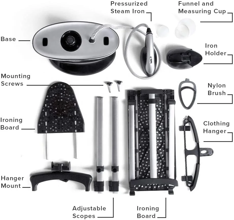 6 Free Accessories Steam Station Upright and Foldable Ironing Board Garment Steamer Steam Adjust Fabric Steamer