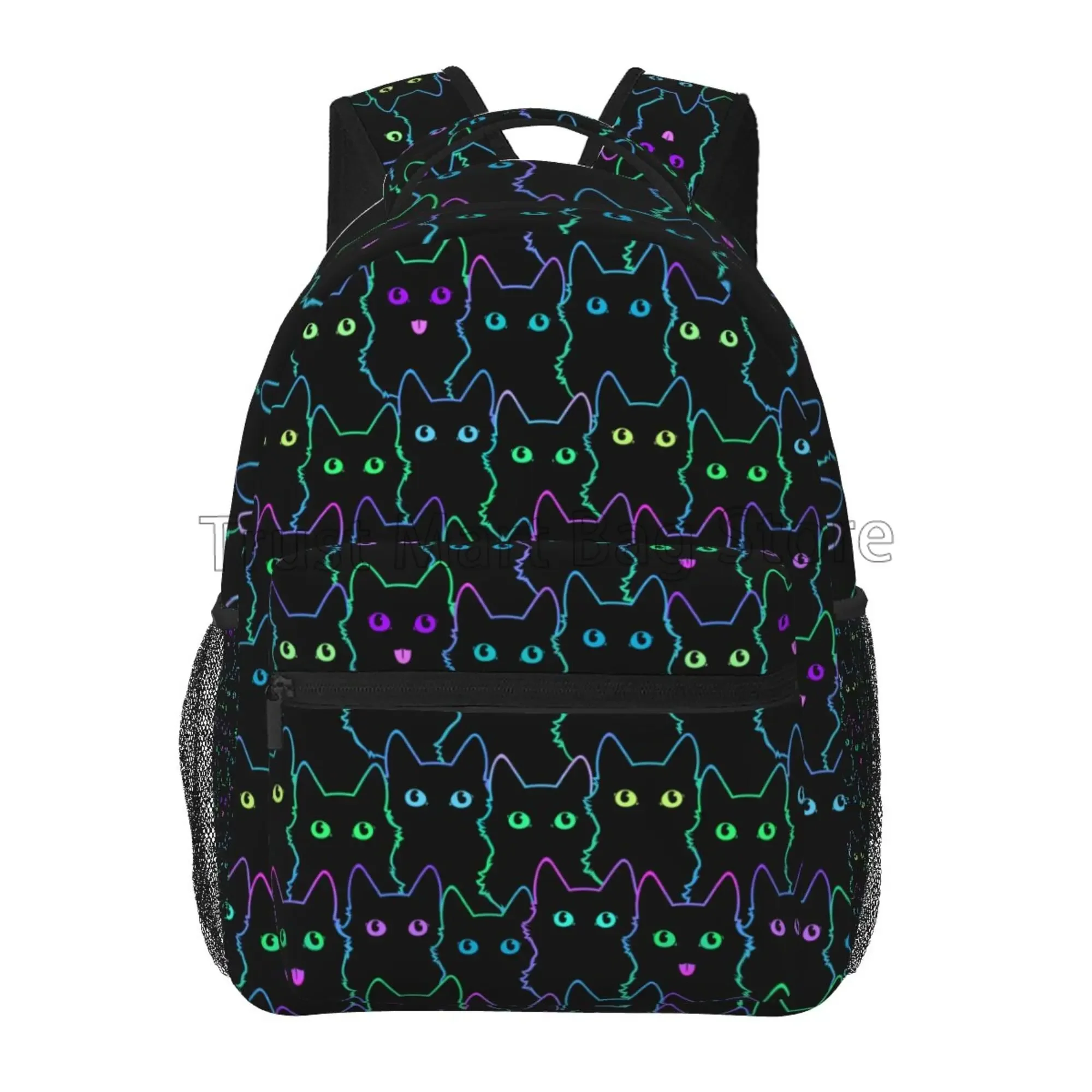 

Cute Cartoon Black Cats School Backpack Women Girl Laptop Bookbag Durable Casual Daypack Lightweight Hiking Travel Bag