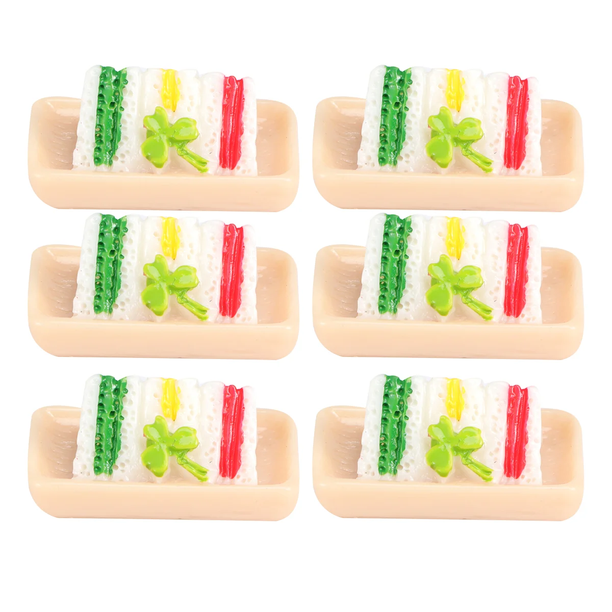 6 Pcs 1/12 Simulated Food Toys Artificial Triangle Cake Decors Photograph Layout Props Wooden Ornaments for House Micro Wor