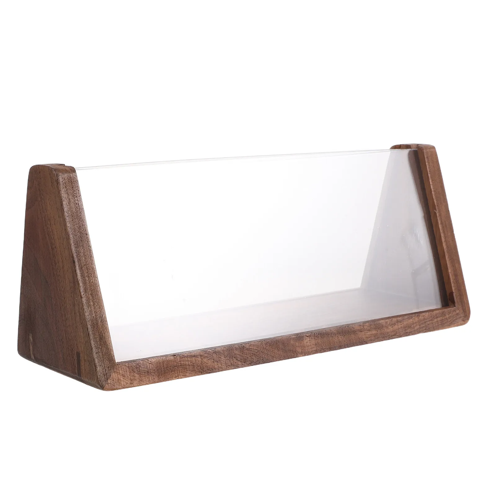 

Clear Acrylic Double Sided Name Tent Holder with Solid Walnut Wood Base for Conference Name Tent Seating Cards Front Desk