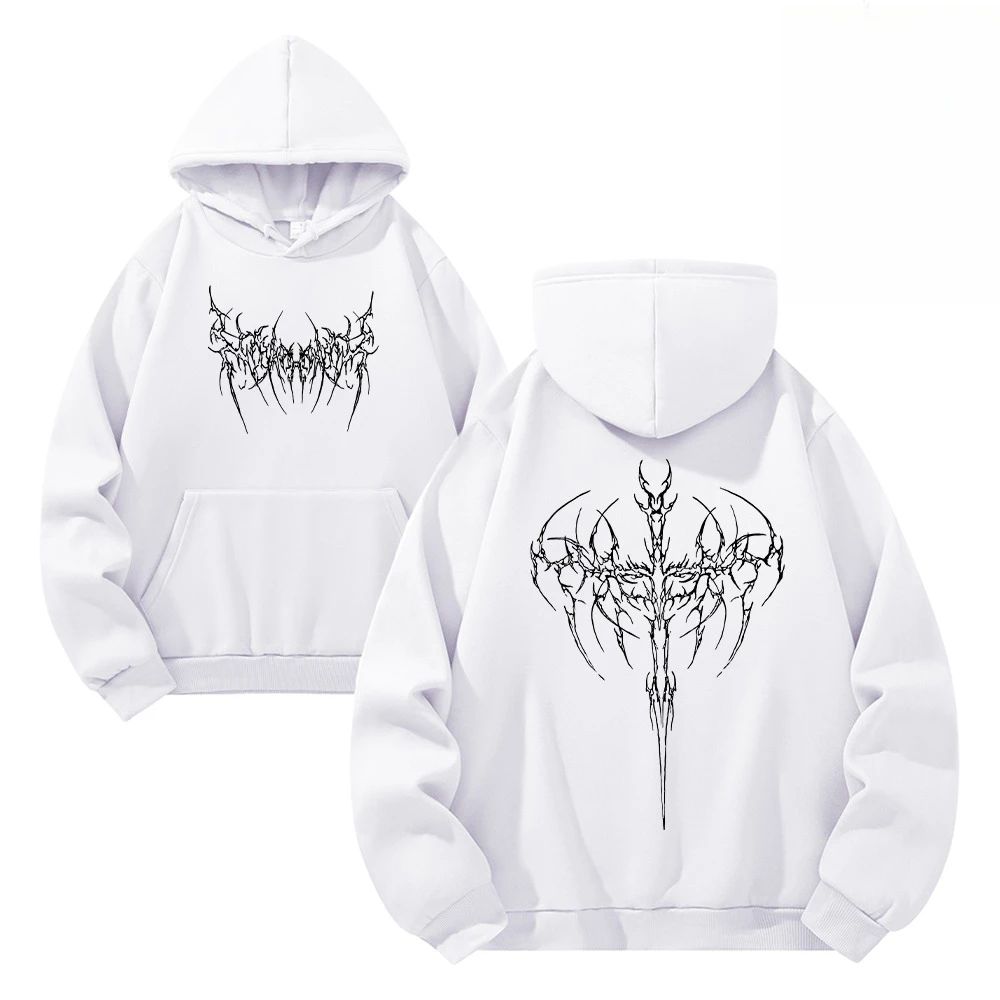 Men's Trendy Thorn Print Hooded Sweatshirt Loose Fit casual Sweatshirt For Autumn And Winter Suitable For Everyday Commute