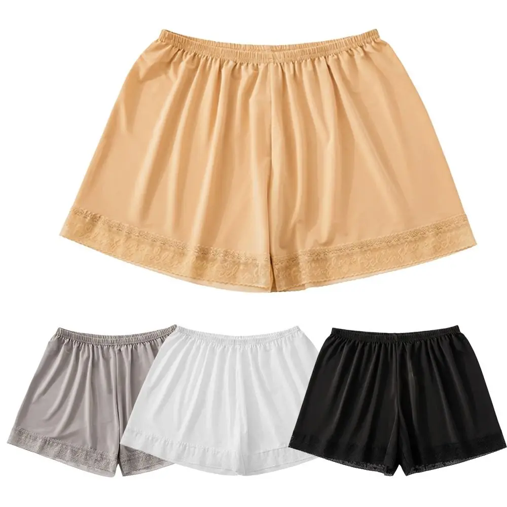 

Fashion Ice Silk Lace Underwear Soft Elastic Safety Short Pants Comfortable Breathable Petticoat Underpants Summer
