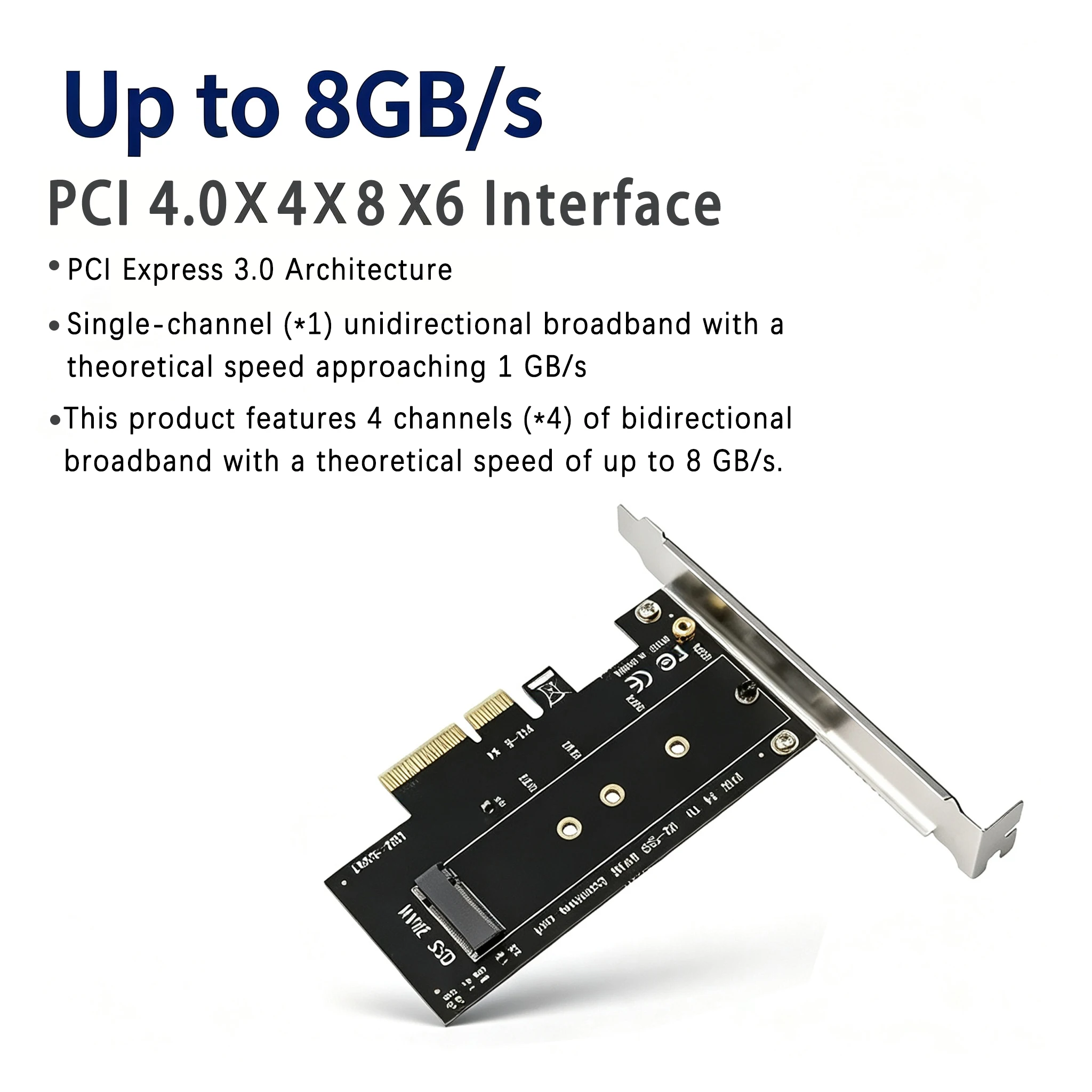 M.2 NVMe SSD to PCIe 4.0 X4 Adapter, NGFF M Key Riser Card 8GB/s Fast, for 2230 2242 2260 2280 PCIe 3.0/4.0, LED & Metal Bracket