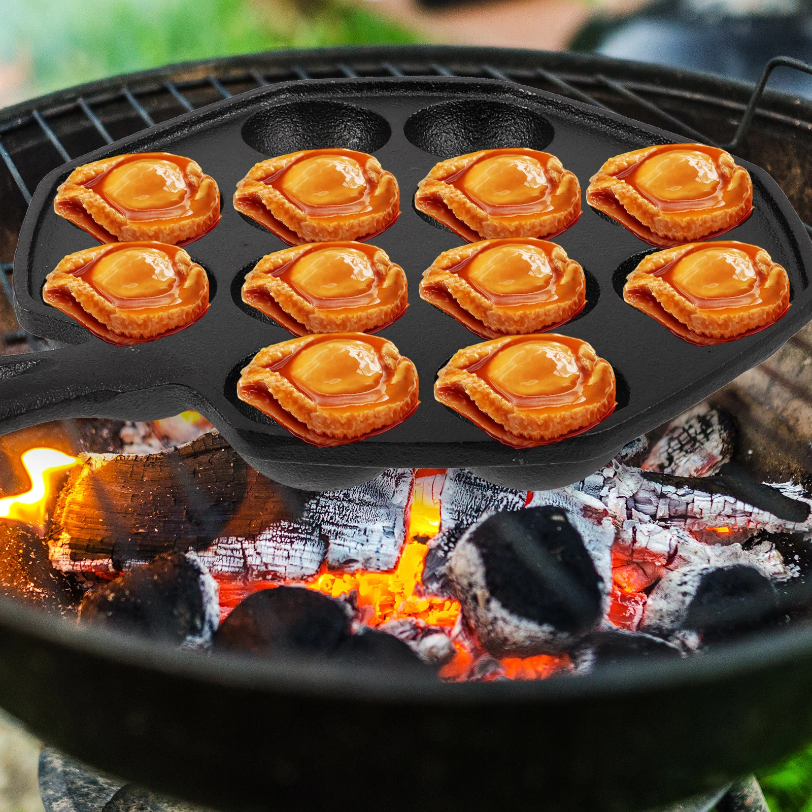 Juego de sartenes para hornear caracoles de hierro con 12 agujeros, guantes, cepillo, 2 tenedores, bandeja antiadherente para caracoles para el hogar, plato para asar caracoles, restaurante