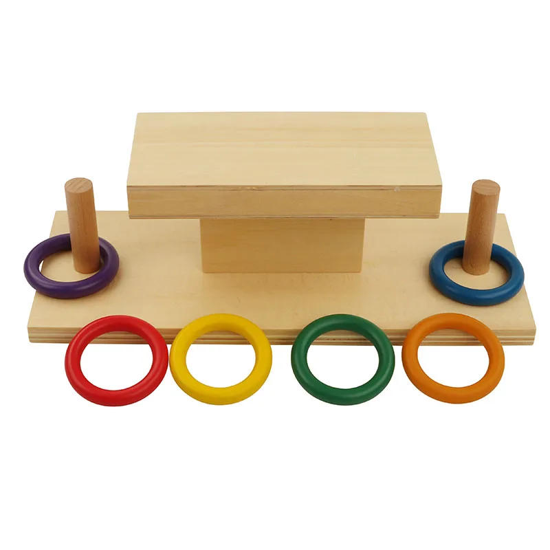 

Montessori Wooden Baby Toys Colors Sorting Rainbow Ring Slide Pedagogical Educational Materials Early Learning Tots for Children