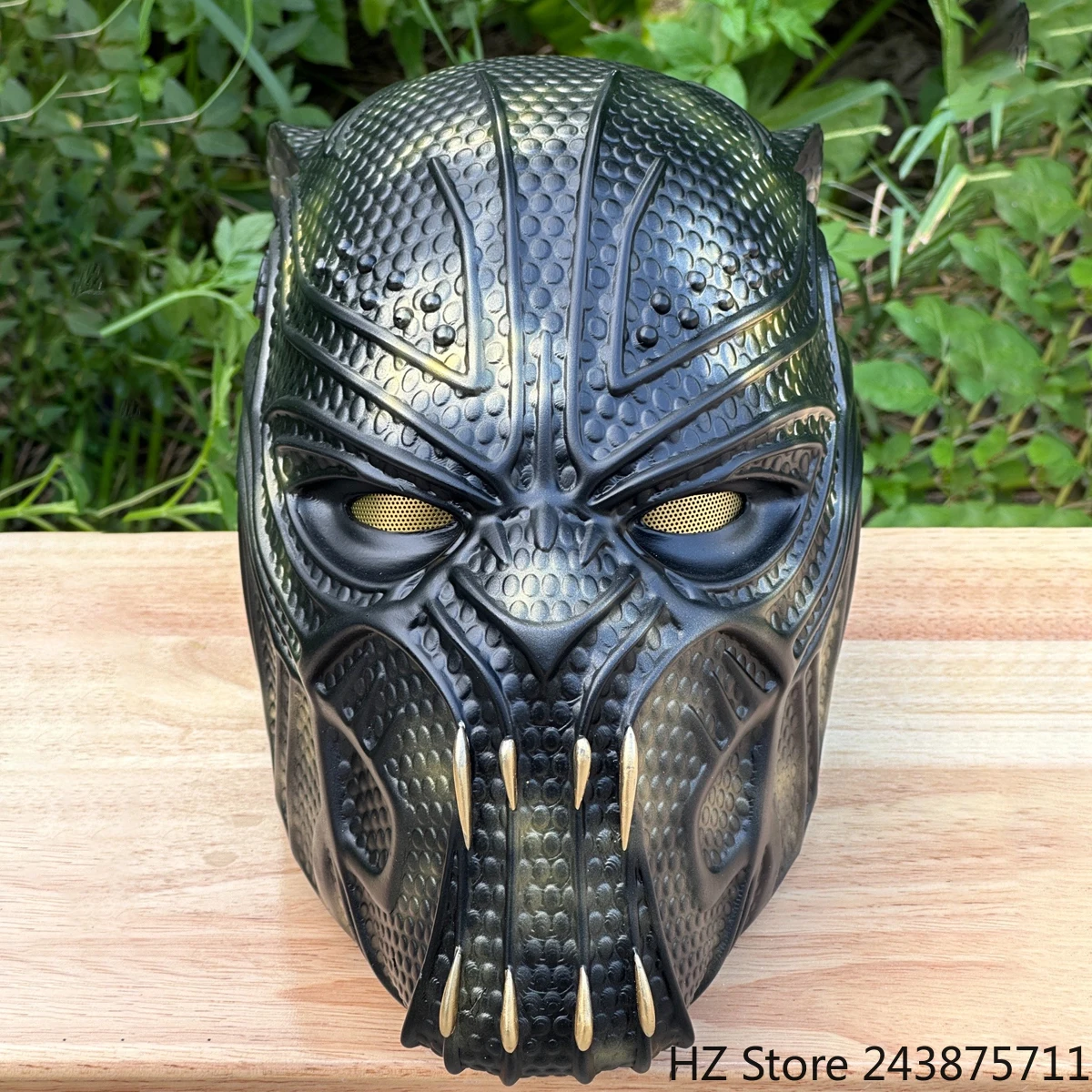 خوذة تنكرية لفيلم النمر الأسود، قناع لعب الأدوار من Marvel Erik Killmonger للهالوين مصنوع من الألياف الزجاجية قالب التقليب Panthera pardus