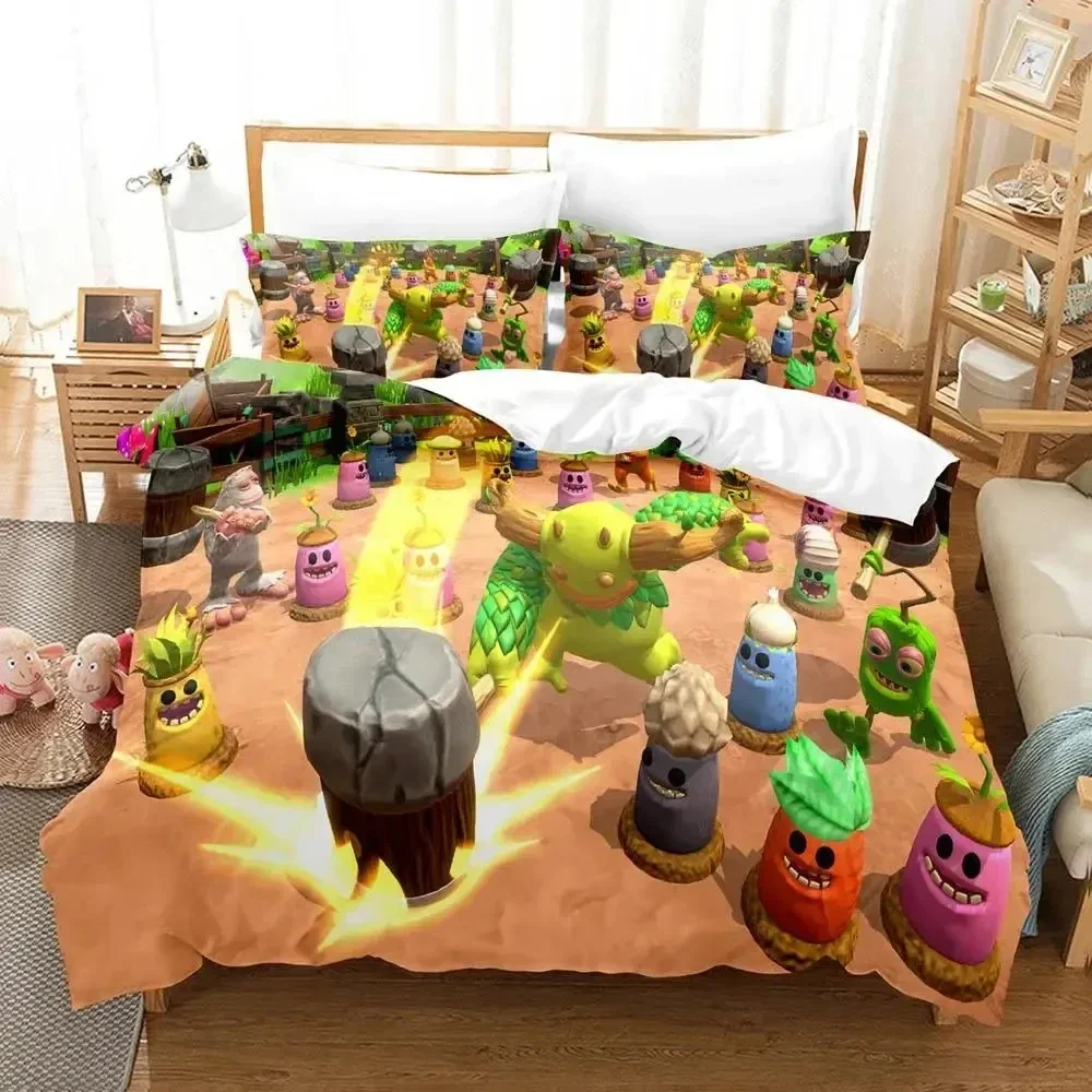 

My Singing Monsters Anime Comfortable Duvet Quilt Cover Pillowcase Bedding Set Children Bedroom Decoration Home Textile