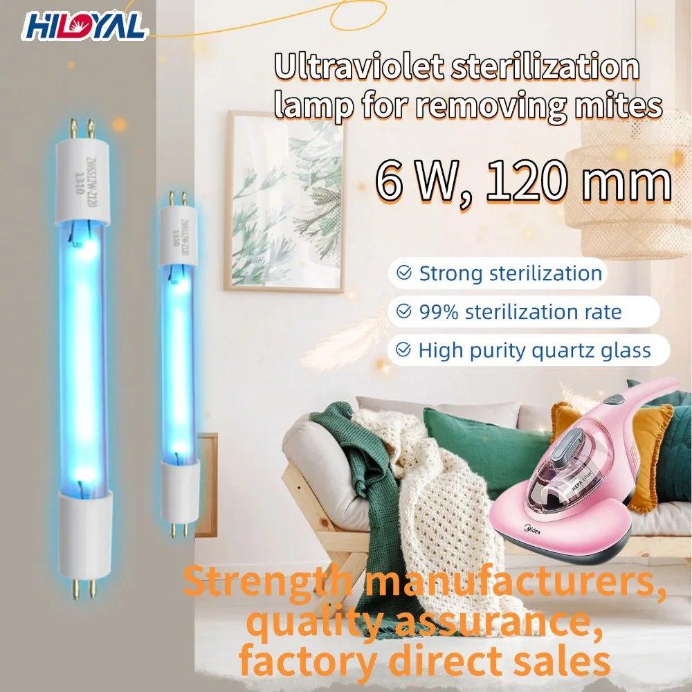 ダニ除去剤用6w-120mm-uv殺菌ランプ、ダニクリーナー交換用高効率uvc殺菌管