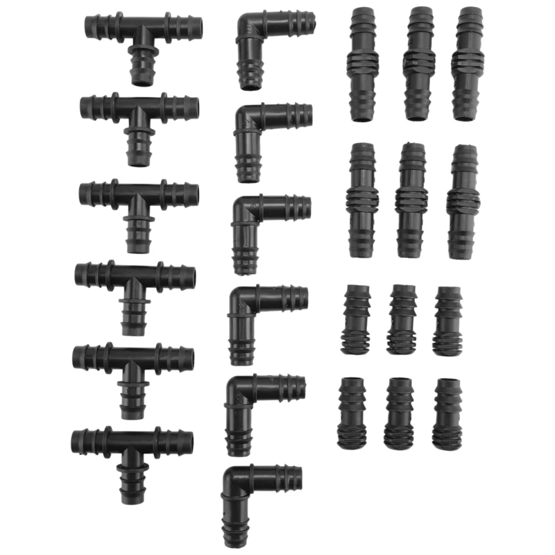 

Irrigation Fittings Kit For Drip Tubing -6 Tees, 6 Couplings, 6 Ends, 6 Elbows - 16Mm Compatible Drip Sprinkler Systems