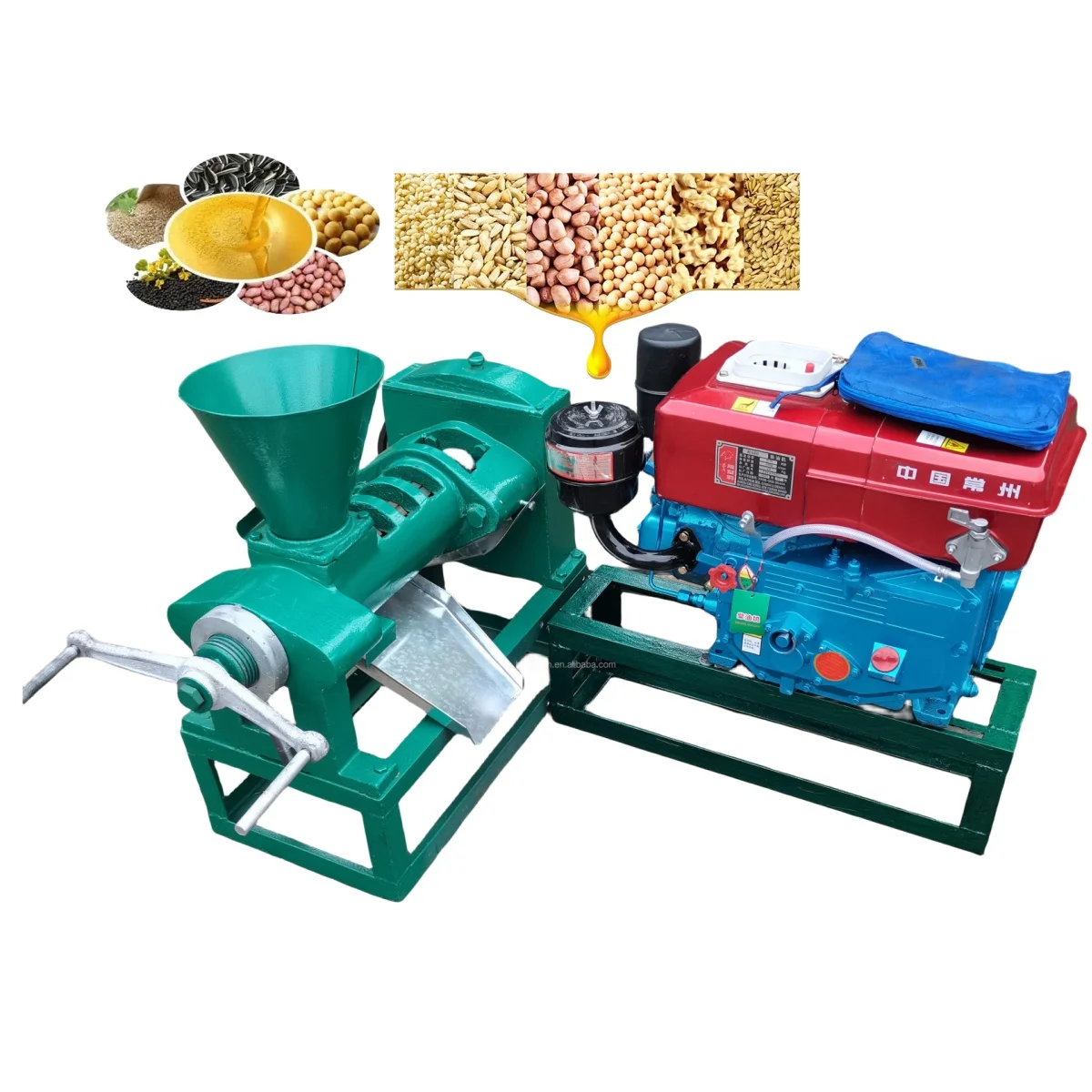 Power-saving High-power Diesel-driven Screw Oil Press Machine For Peanuts Soybeans Cocoa Beans Cashews Almonds HJ-P68