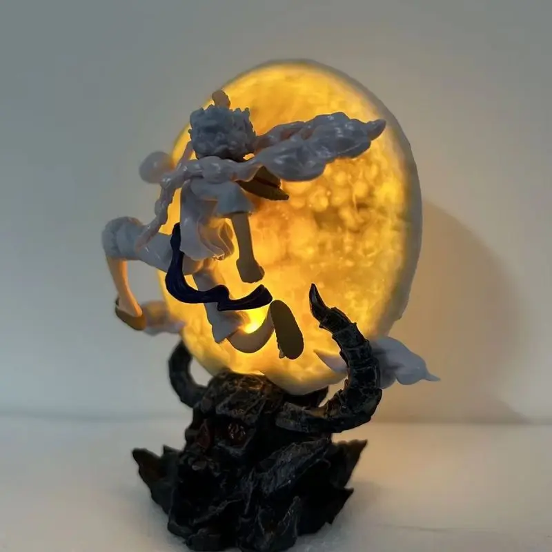 Figura de Anime de una pieza, cabeza de toro y Luna, Nika Monkey D Luffy con luz de luna, figura de acción Gk, modelo de estatua, colección de juguetes, regalo
