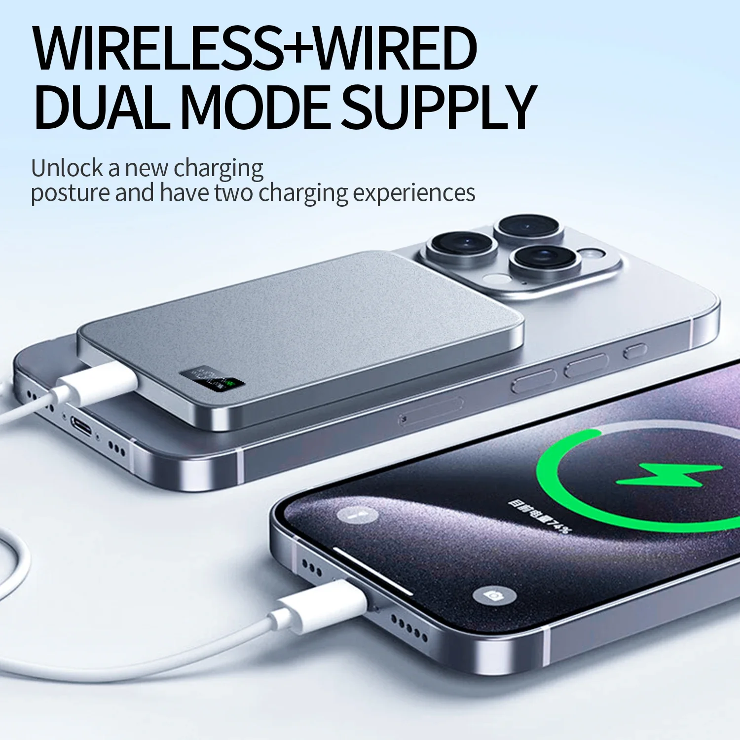 Ultra Thin Power Bank  for MagSafe Alloy Magnetic LED Display Portable Battery  Fast Charger For iPhone Samsung Phone Airpods