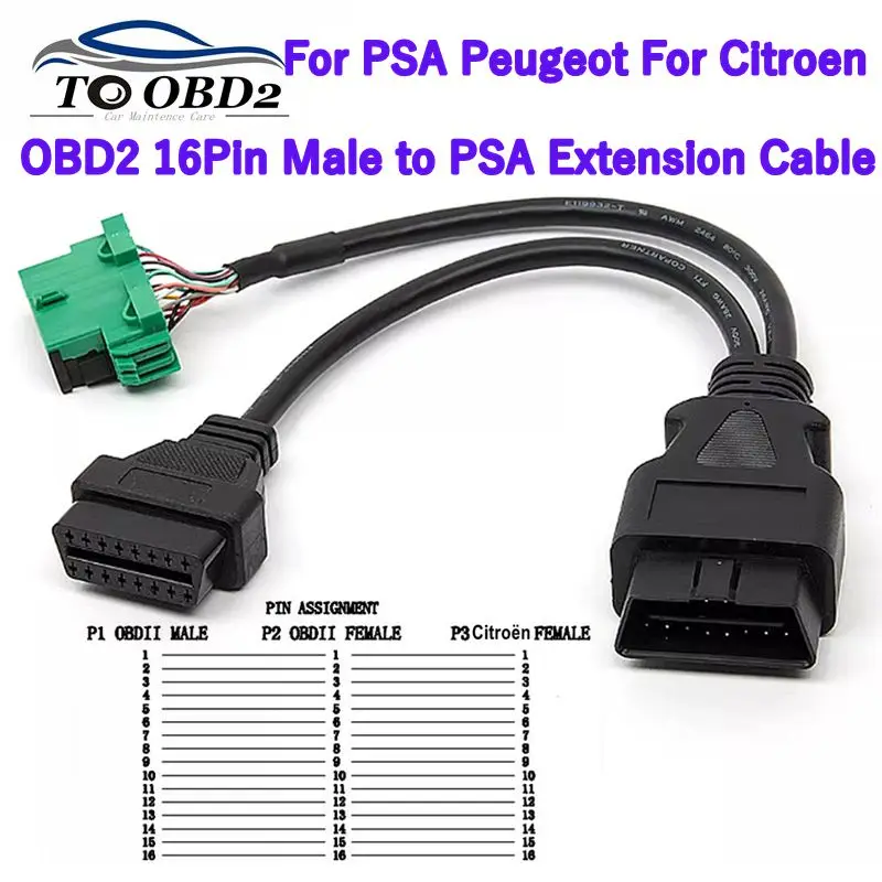 

НОВЫЙ оригинальный разветвитель OBD-кабеля 30 см для автомобилей Peugeot и Citroen, кабель-разветвитель 1 на 2, OBD2 16-контактный штекер для удлинителя PSA