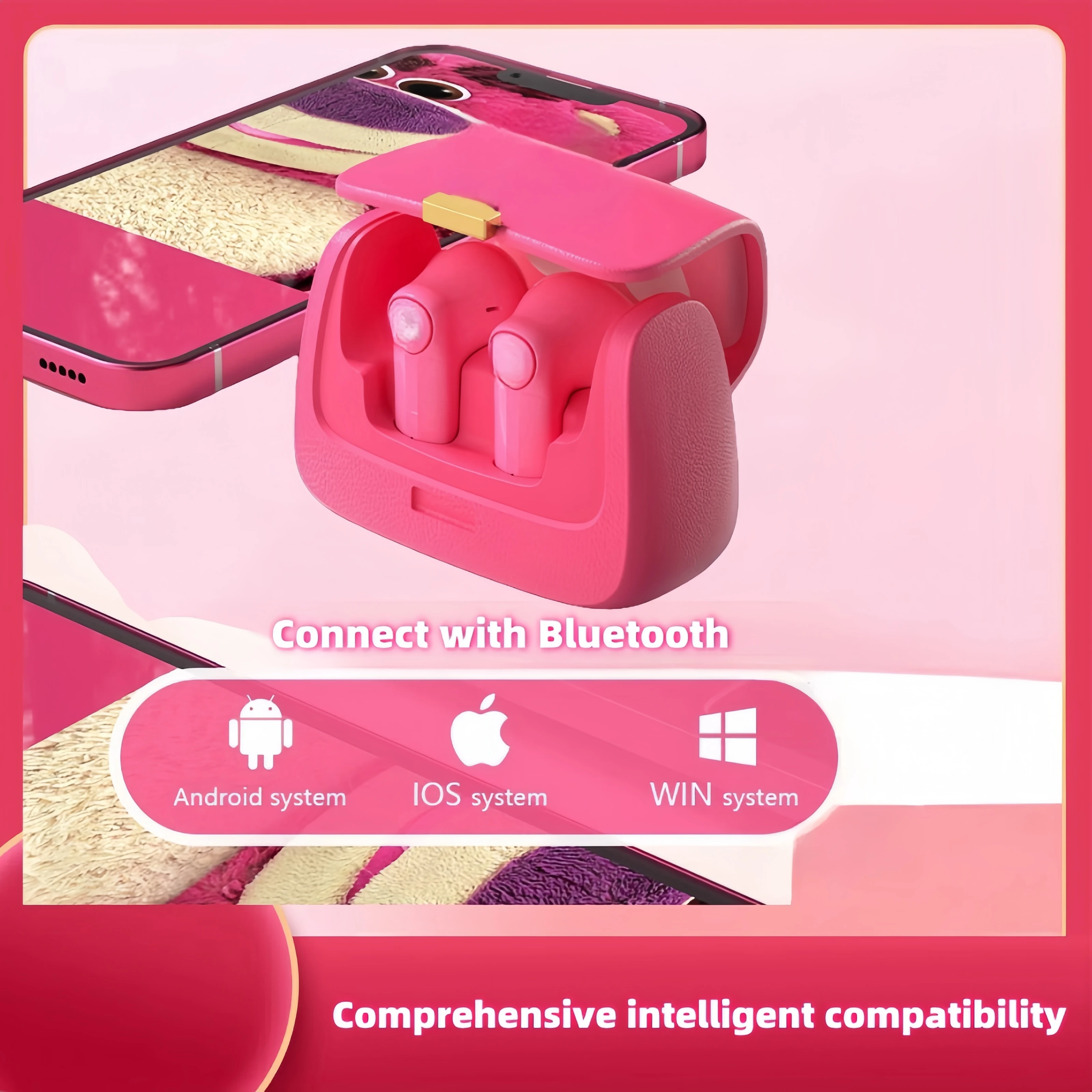 الوردي باربي سماعة الغطاء الواقي سماعة رأس بخاصية البلوتوث قذيفة الرسوم المتحركة الطرفية لطيف الكرتون قذيفة هدية عيد ميلاد صديقة