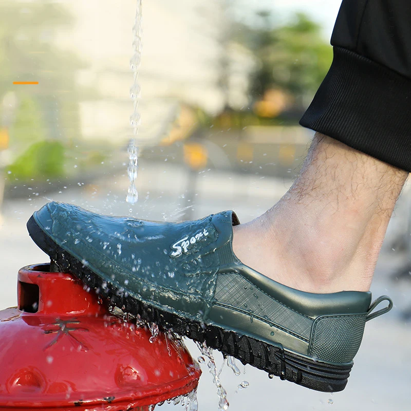 Regenschoenen Lage korte regenlaarzen voor heren Waterdichte schoenen Antislip Lichte rubberen schoenen Instappers Herenoverschoenen Trend