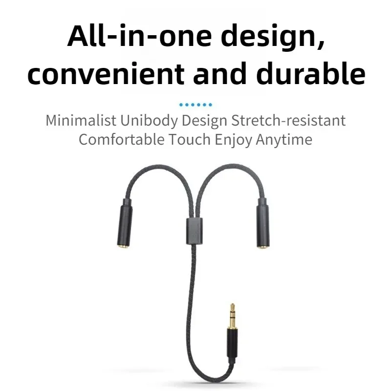 3.5mm Audio Splitter 1 Male To 2 Female Stereo Adapter Dual Headphone Earphone Sharing Connector Y Jack Accessory