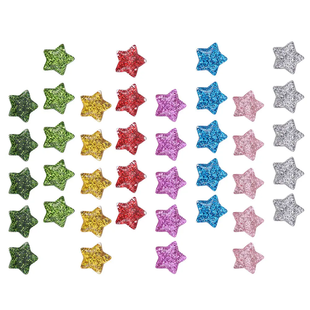 40pcs Resin Glitter Back Appliques for DIY Crafts, Wedding Decor, Scrapbooking & Phone Case Accessories