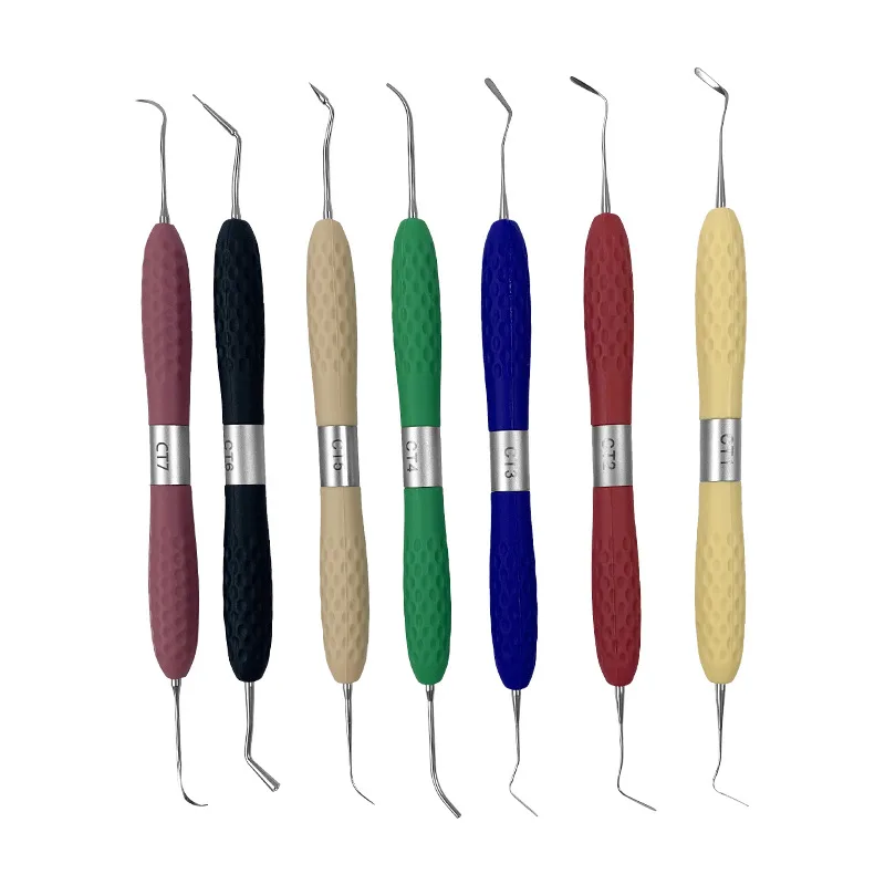 7pcs Dental Resin Filler Aesthetic Restoration Kit Fit For LM Resin Knife Plastic Dresser With Silicone Handle Dentistry Tool