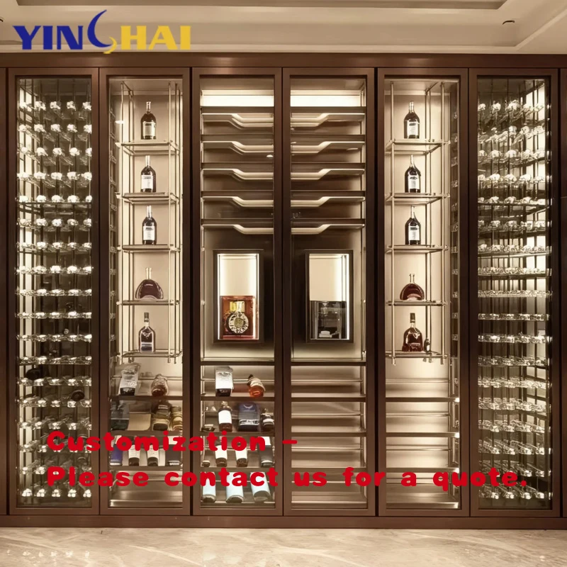 custom.Luxury Modern Wine Cabinet Dual-Zone Temperature Control Stainless Steel Glass Household Use Bar Living Ro