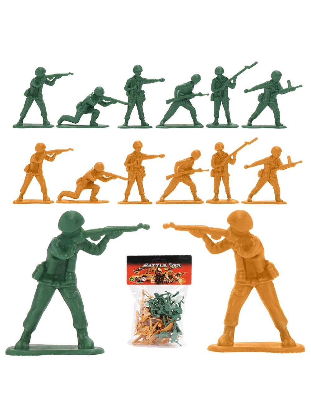 ViiKONDO Army Men Toy Soldier 30Pcs WWII US vs German Troops in 6 Classic Poses Wargame Diorama Fun Gift for Boys (Green vs Tan)