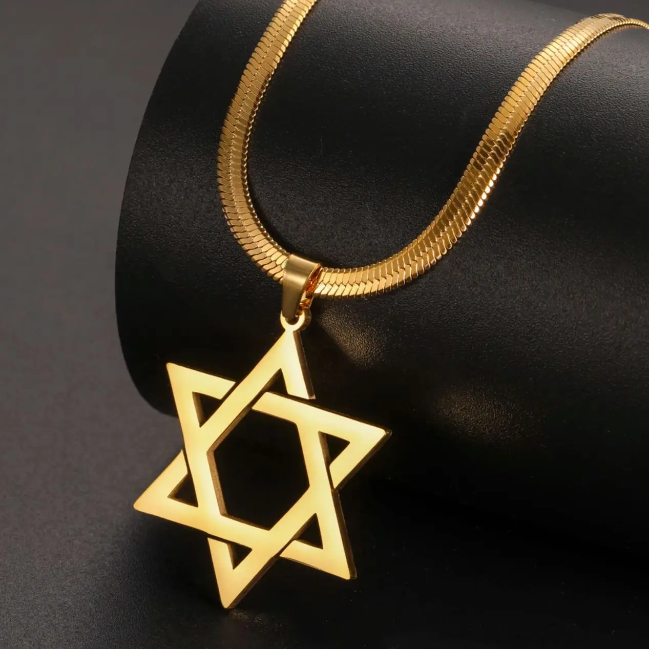LIKGREAT Star of David Necklace Jewish Hexagram Necklaces for Women Men Snake Chain Family Stainless Steel Jewelry Birthday Gift image 4
