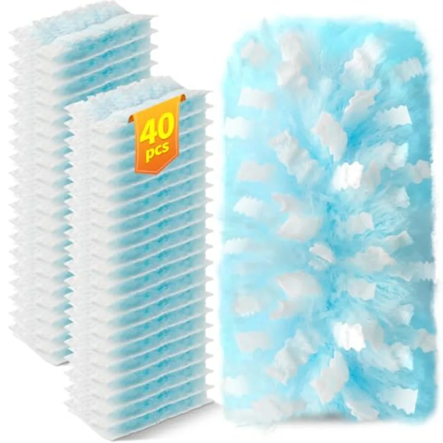 

40 Count Duster Refills Compatible with Swiffer Duster, 180° Disposable Multi-Surface Microfiber Cleaning Dusters, Unscented
