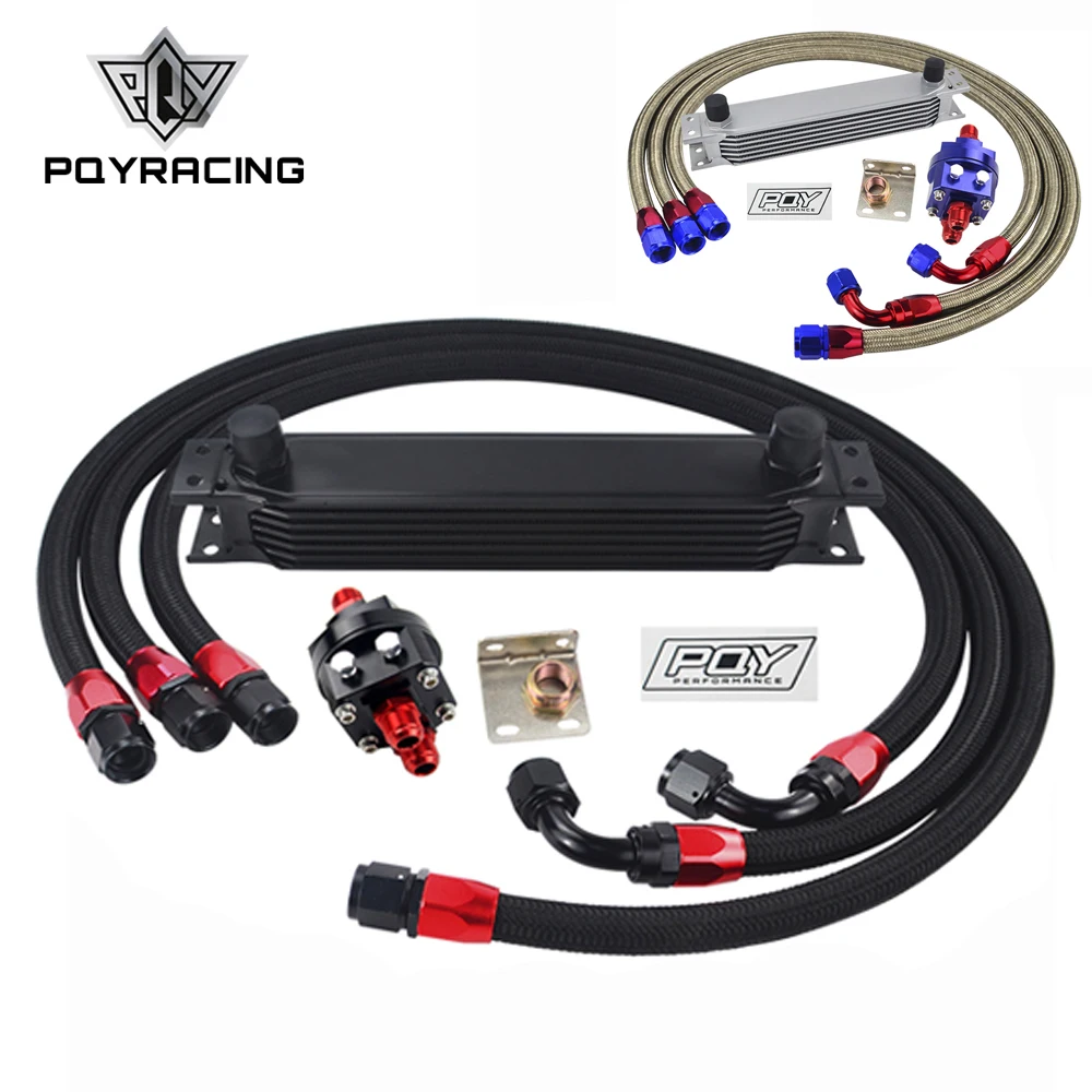 Universal 7 Row An10 Engine Transmiss Oil Cooler Kit +Filter Relocation With PQY Sticker And Box