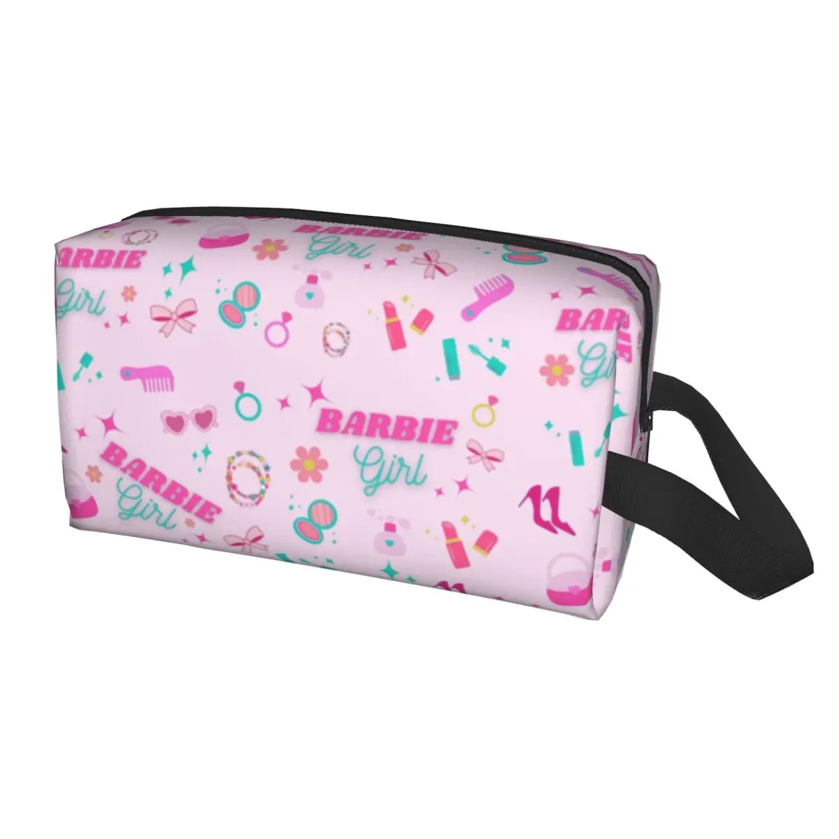 Custom Life In Plastic Toiletry Bag Women Anime Barbie Pink Girls Cosmetic Makeup Organizer Lady Beauty Storage Dopp Kit Case