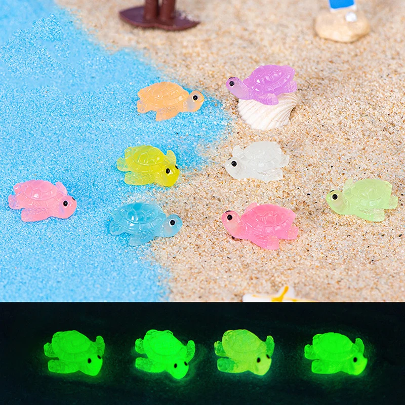 1/8 Stuks Schattige Lichtgevende Schildpad Ornament Mini Schattige Schildpad Beeldjes Tuin Micro Landschap Hars Handwerk Diy Aquarium Decoratie