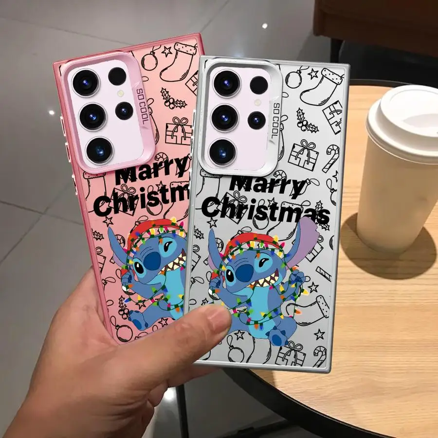 Soft Shell Case for Samsung Galaxy S25 S21 S23 S24Ultra S20 FE S22 Ultra Note 20 S25Plus S24 Stitch Christmas Cartoon