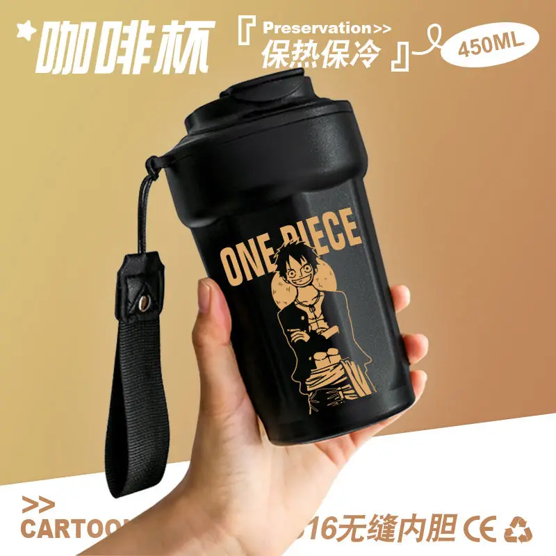 ONE PIECE Luffy Thermos Cup Cute Anime Roronoa Zoro 2D Coffee Cup Cold Portable 316 Stainless Steel Thermos Cup