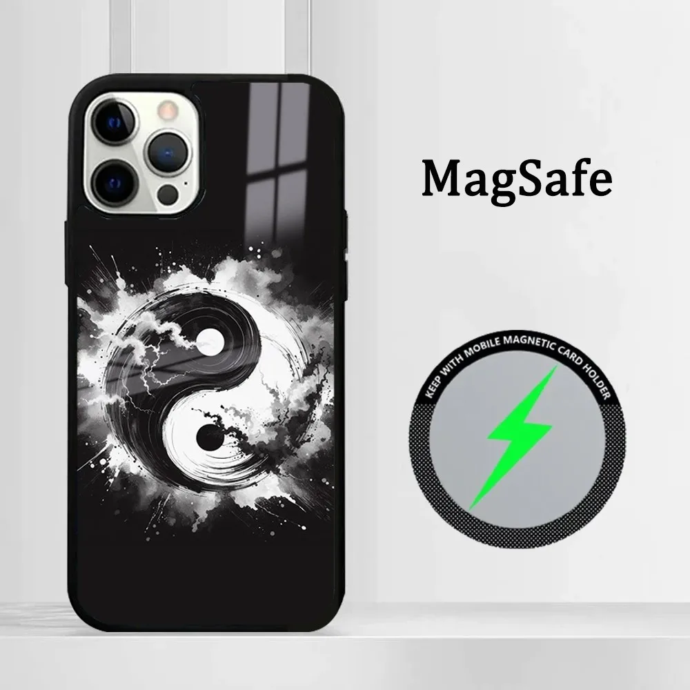 Eight Diagrams Taiji Yin Yang Cover  Phone Case For iPhone16 15 14 13 12 11 Pro Max Plus Mini Mirror Magnetic Cover