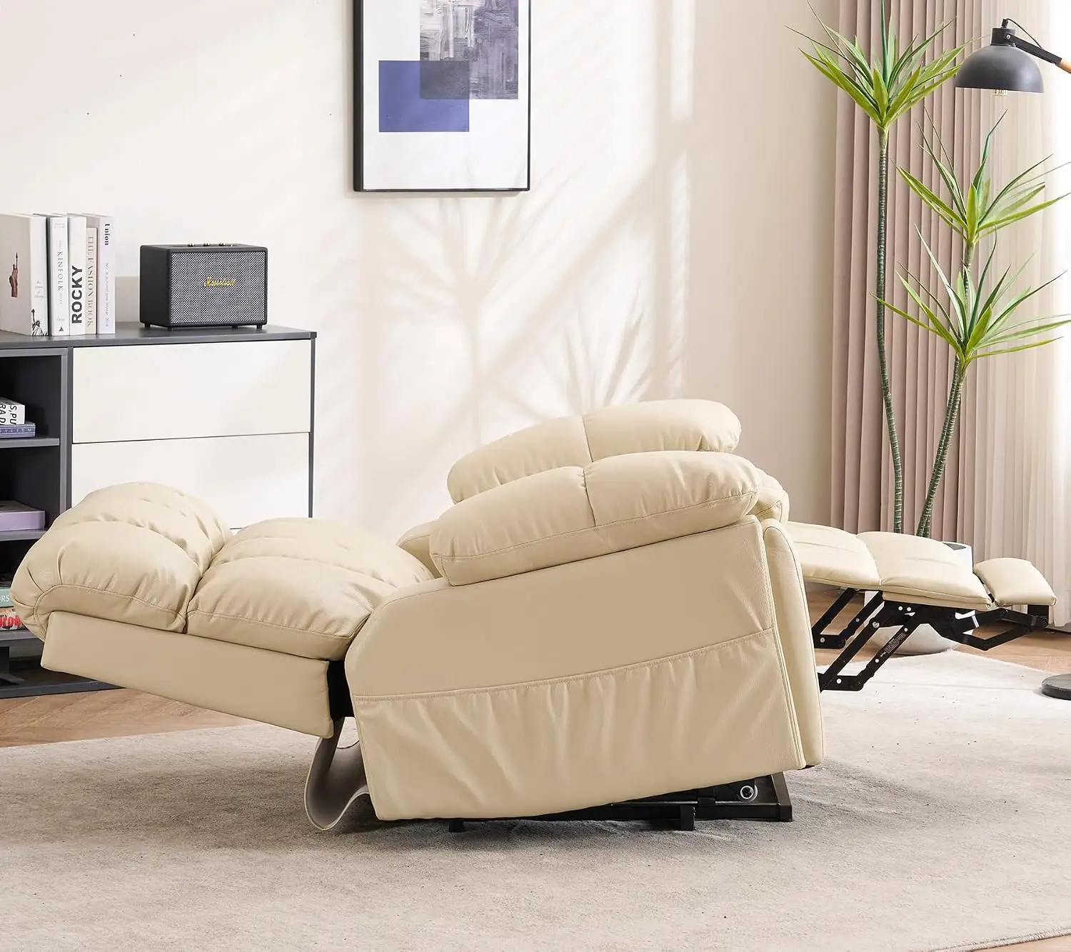 Big Tall Lay Flat Recliner with Massage Heat, Extra Wide Power Lift Chair, Adjustable Headrest, Extended Footrest,  Customized