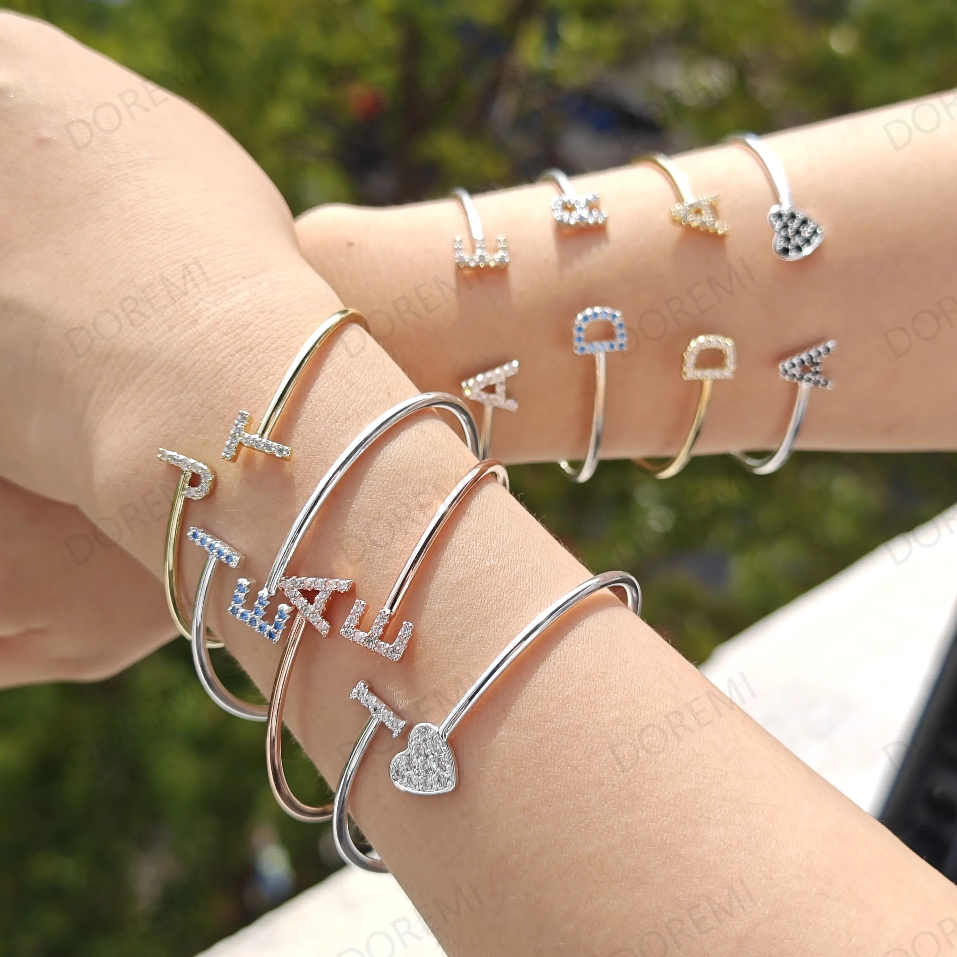 أساور جوهرة من Doremi ، هدايا مجوهرات مخصصة ، زركون ملون ، أحرف أولية ، تطاير ، 9 ، من الزركون