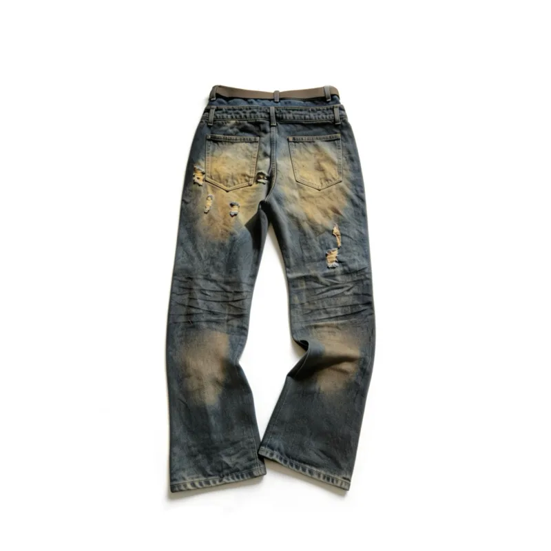 HKSH Spring Autumn Winter New Men Tide Chic Ins Dark Punk Retro Denim Pants Fashion Y2K Jeans Double Waist Light Luxury HK28460