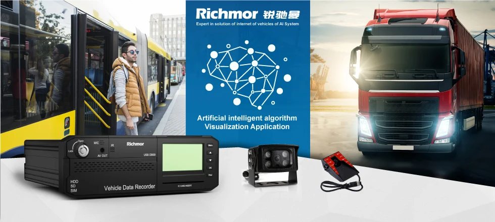 New Richmor AI MDVR 8CH AHD 1080P  2TB ADAS Driver Fatigue System Dvr Blind AREA Detection Pre-warning Monitor System for Trucks