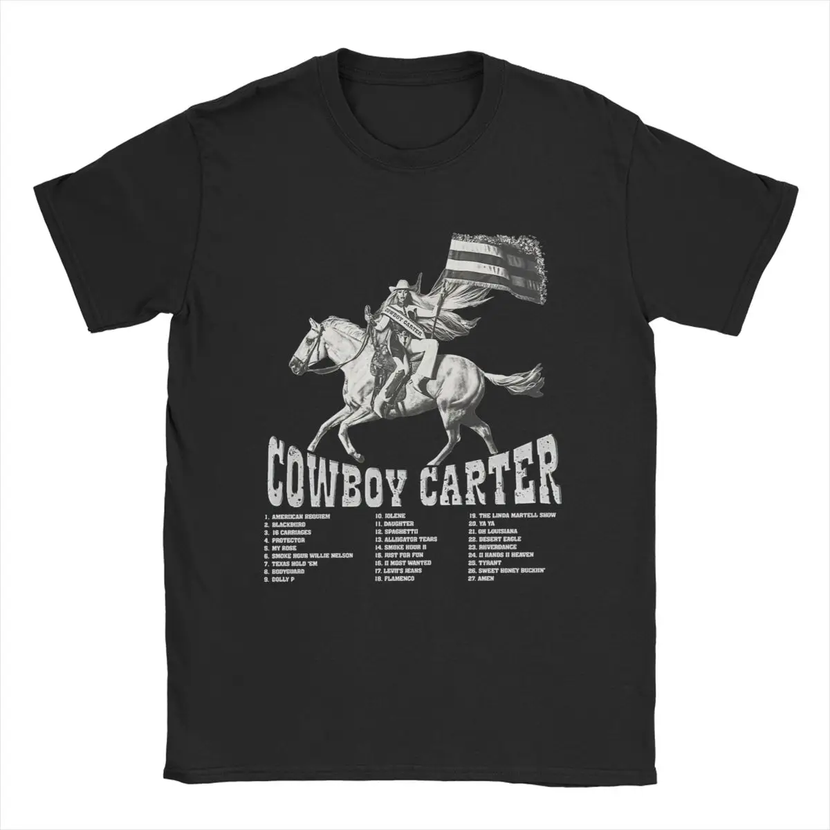 Casual Cowboy Carter Beyonce T-Shirt for Men O Neck Cotton T Shirts Short Sleeve Tees Summer Clothes