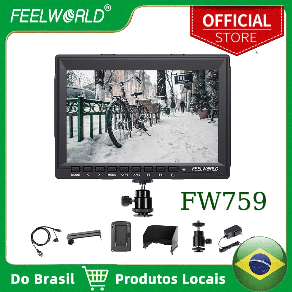 Feelworld 7 Polegada IPS 1280x800 Câmera de Campo DSLR Monitor de Vídeo com Peaking Focus HD 7 "LCD para BMPCC Canon Sony FW759