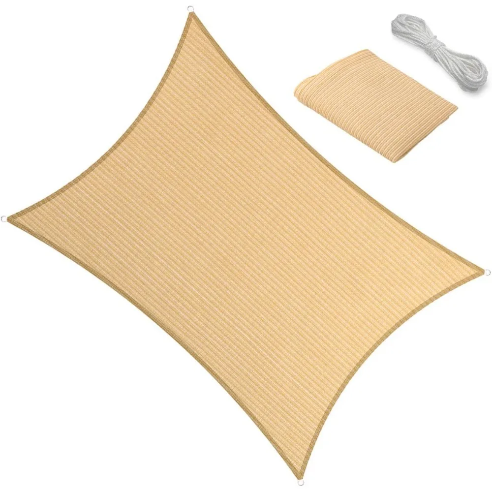 

6' x 8' Sun Shade Sail Canopy Awning Permeable Fabric Pergola Cover, for Outdoor Patio Lawn Garden Backyard Carport, Beige