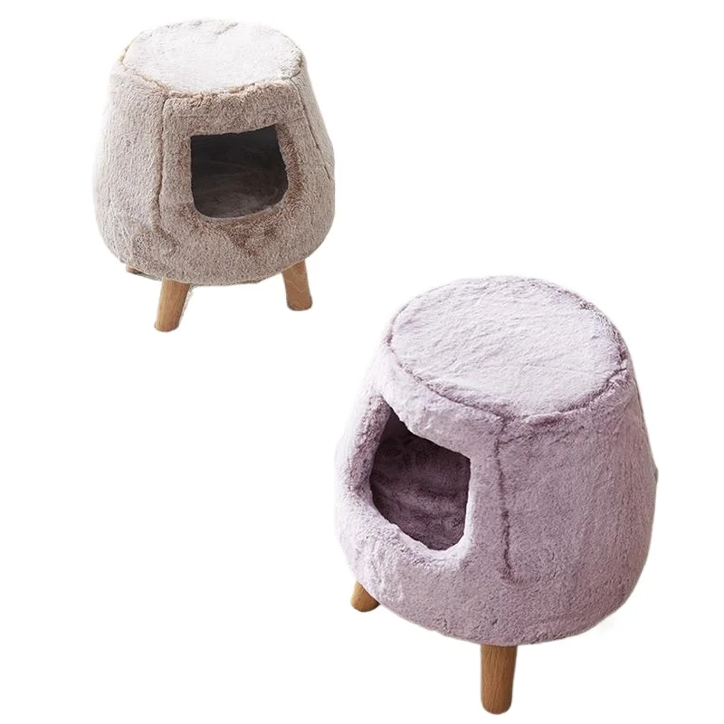 Solid wood stool cat nest, shared furniture for people and cats, summer cat house shoe changing stool bedside table