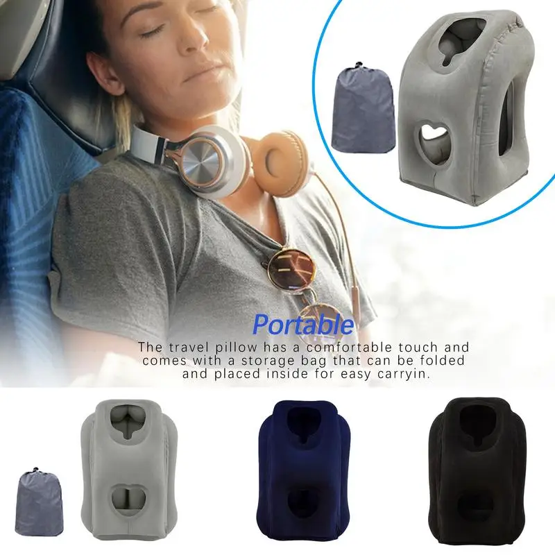 

1pc Inflatable Air Cushion Travel Pillow Headrest Chin Support Cushions for Airplane Plane Office Rest Neck Nap Pillows