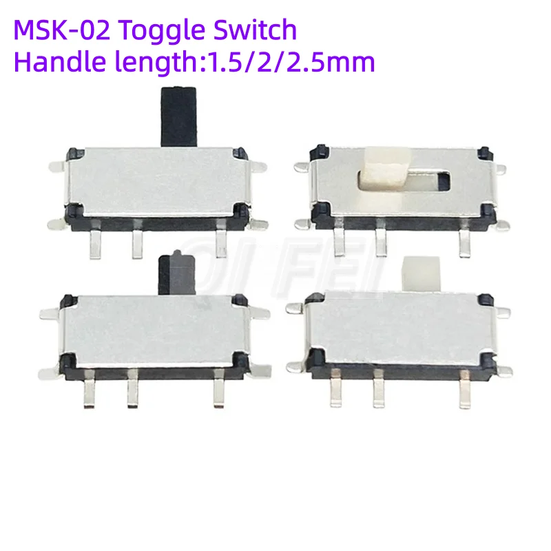 50PCS Mini Toggle Switch MSK-12C02 7Pin 1P2T SMD 90° Vertical 180° Side Interruptor On-Off MSK12C02 01 Slide Switch For MP3 MP4