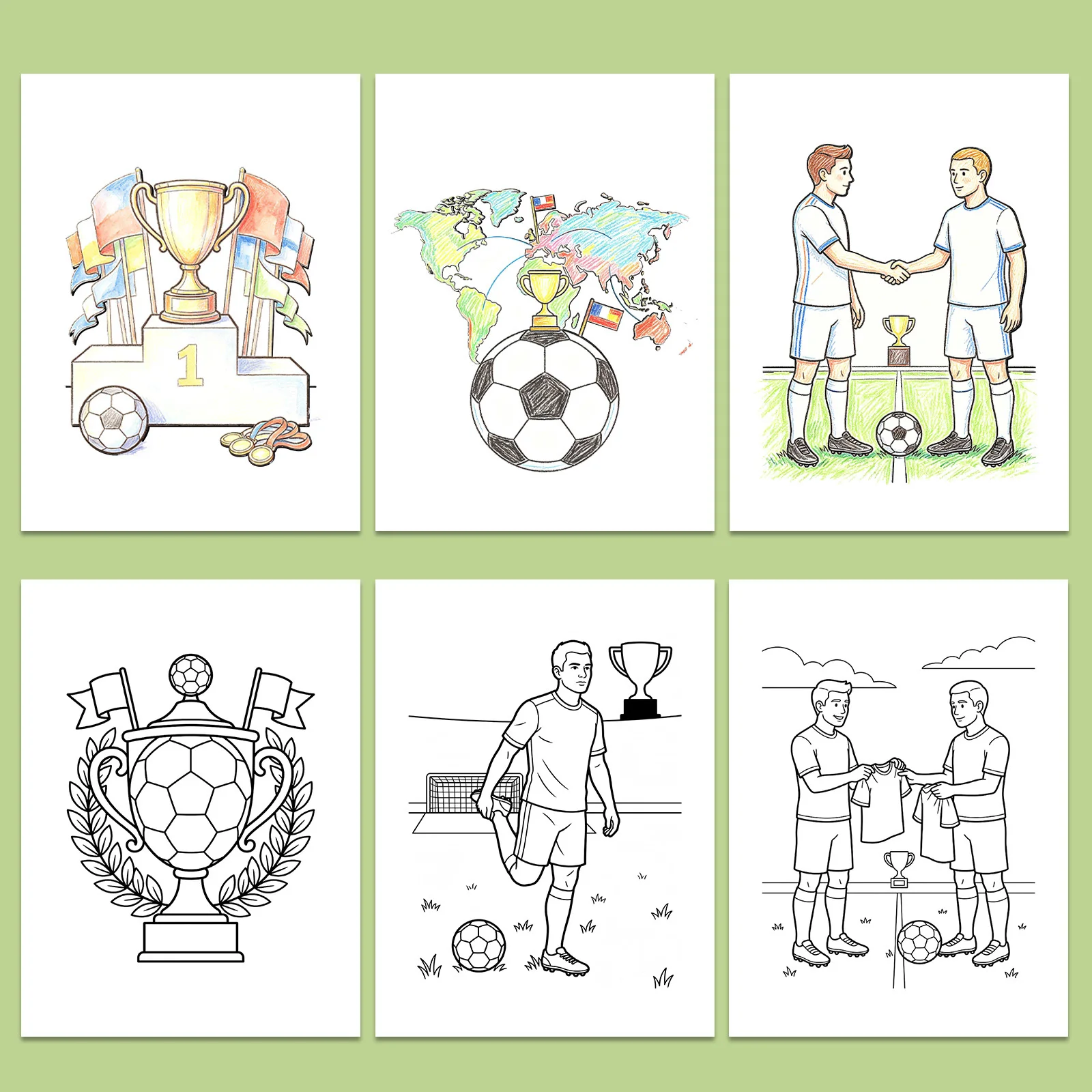 Adult World Cup Soccer Coloring Book, Football-Themed Relaxation and Creative Coloring Pages