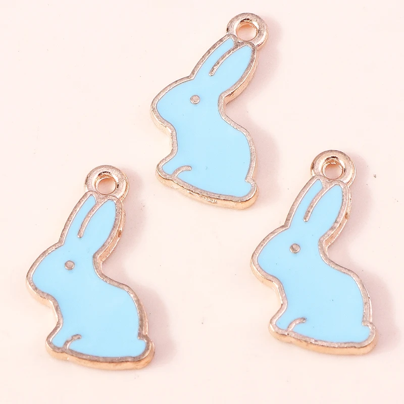 10 Stück 10x16mm Cartoon Emaille Tier Hasen Charms Anhänger für Schmuckherstellung Ohrringe Halsketten Armbänder DIY Bastelzubehör – Detail 5