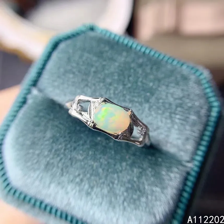 

Vintage Fashion Natural Opal Ring 925 Sterling Silver Inlaid Women's Gemstone Ring Oval Bridal Wedding Engagement Party Gift Sup