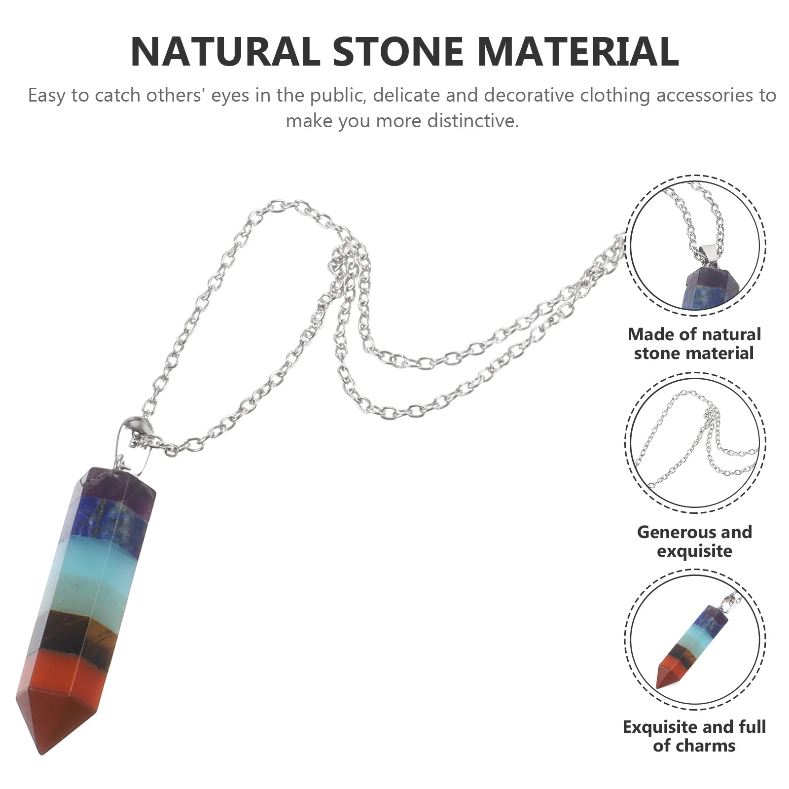 

Crystal Necklace Natural Stone Hexagonal Pendant Decorative Jewelry Gift Necklace for Women Men Crystal Necklaces for Women