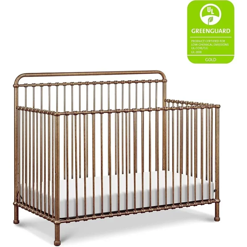 NAMESAKE Winston 4-in-1 converteerbare metalen wieg in vintage goud, Greenguard goud gecertificeerd